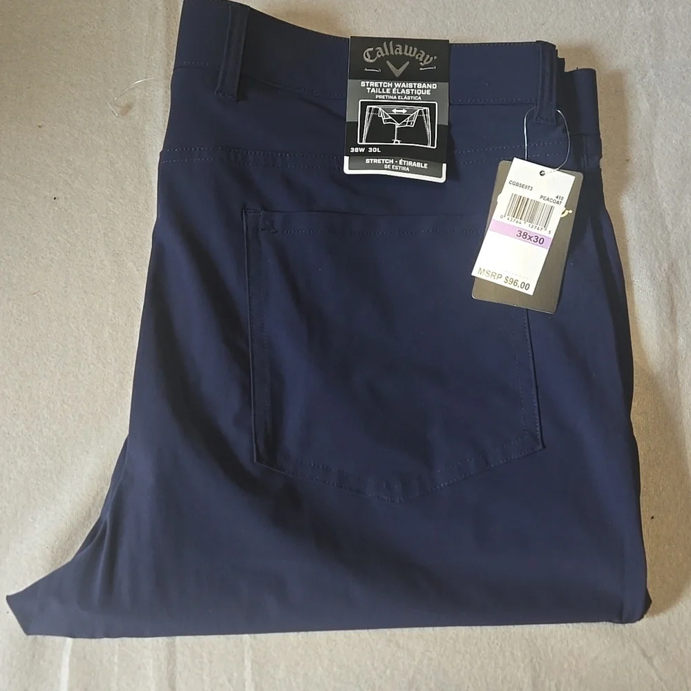 NWT Callaway Pants 38x30 (40x29) Stretch Waistband Opti-Dri Golf Performance - Picture 3 of 6